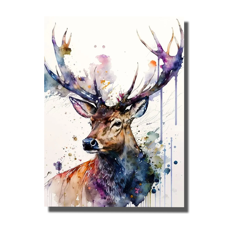 tableau cerf peinture