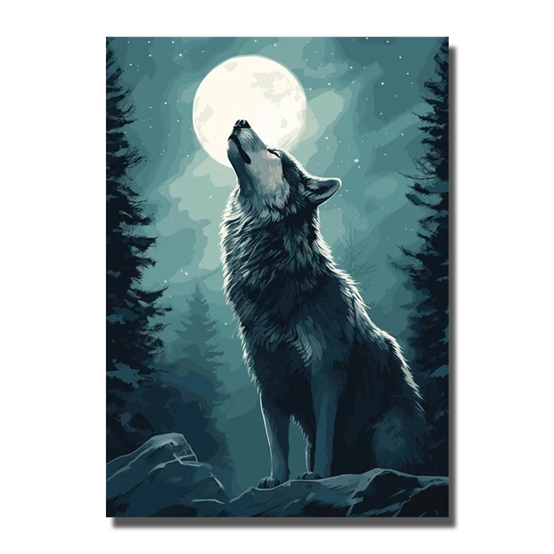 tableau loup paysage