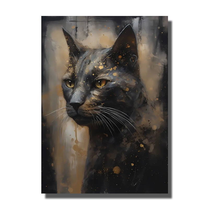tableau peinture chat noir