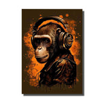 tableau singe avec casque