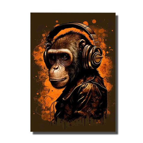 tableau singe avec casque