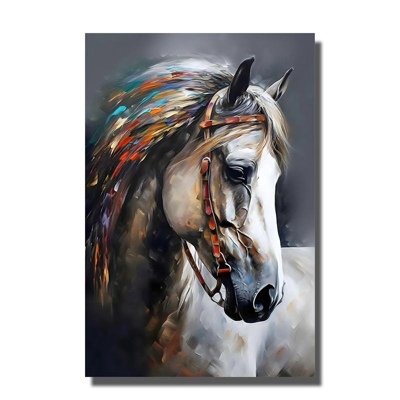 tableau peinture cheval blanc