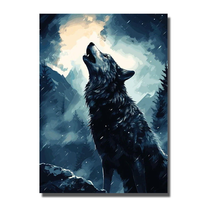 tableau peinture de loup