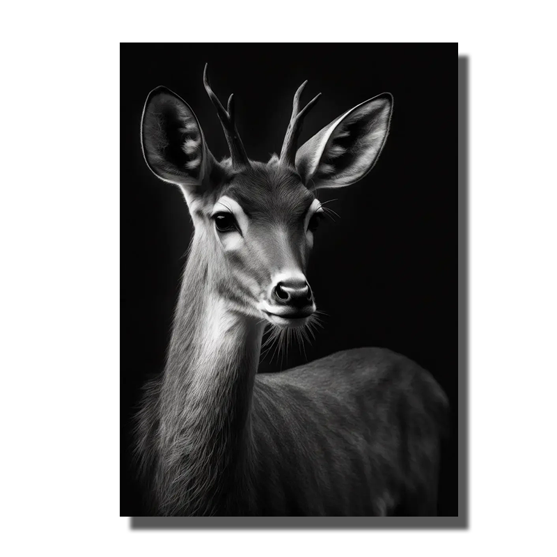 tableau de cerf noir et blanc