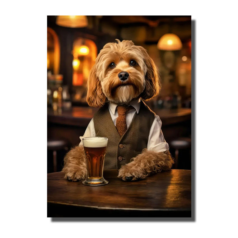 tableau chien costume
