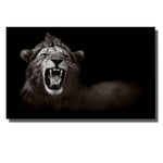 grand tableau lion noir et blanc