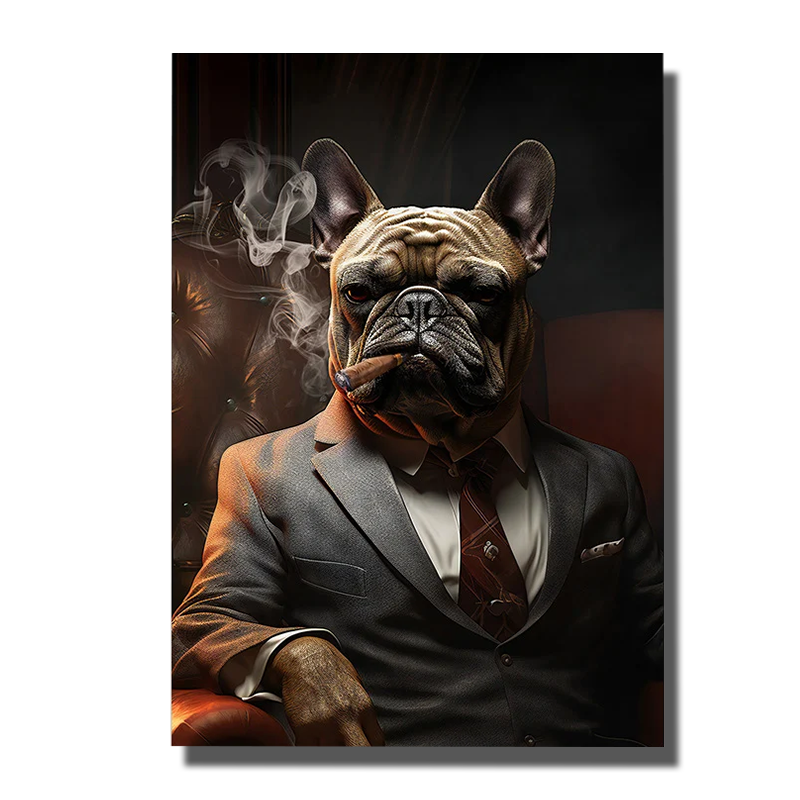 tableau chien qui fume