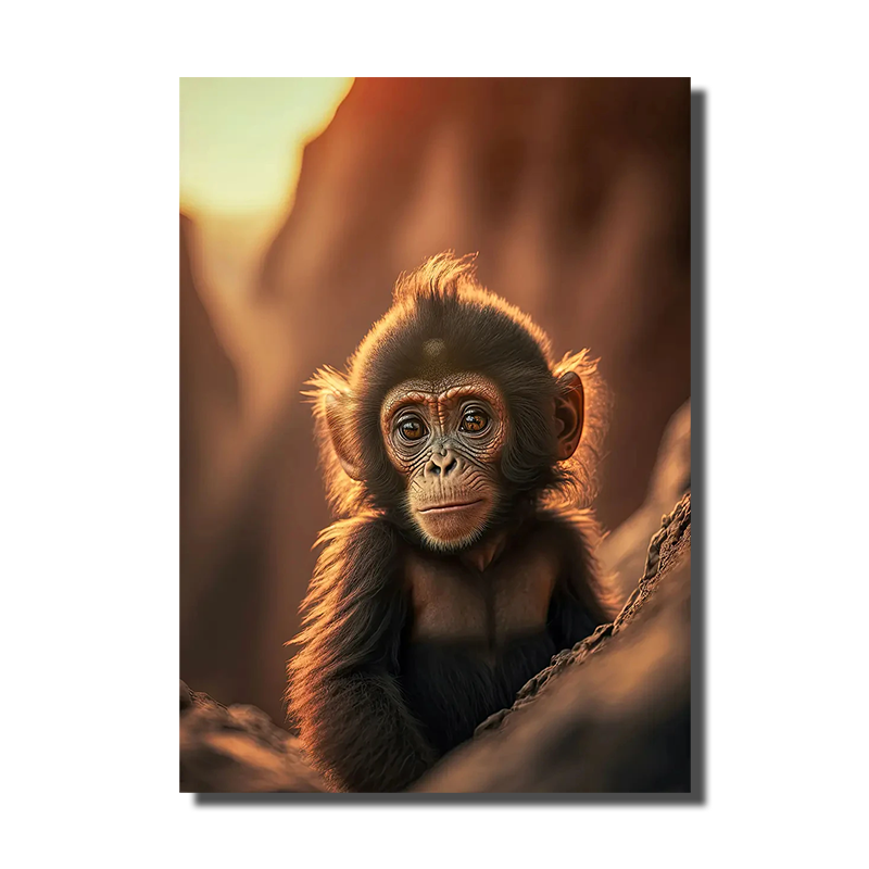 tableau ancien avec singe