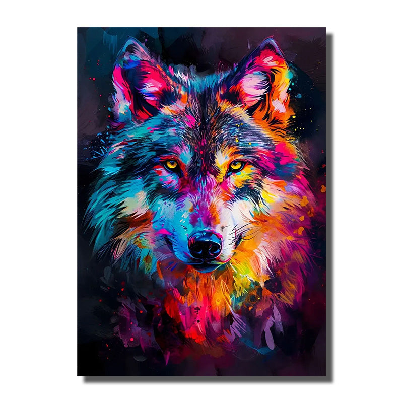 tableau loup coloré