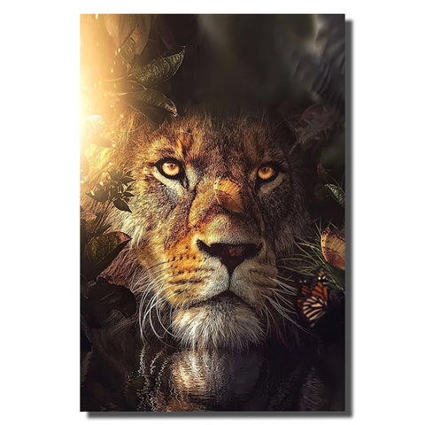 tableau avec un lion