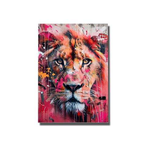 toile lion coloré
