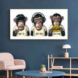 décoration murale tableau trois singes