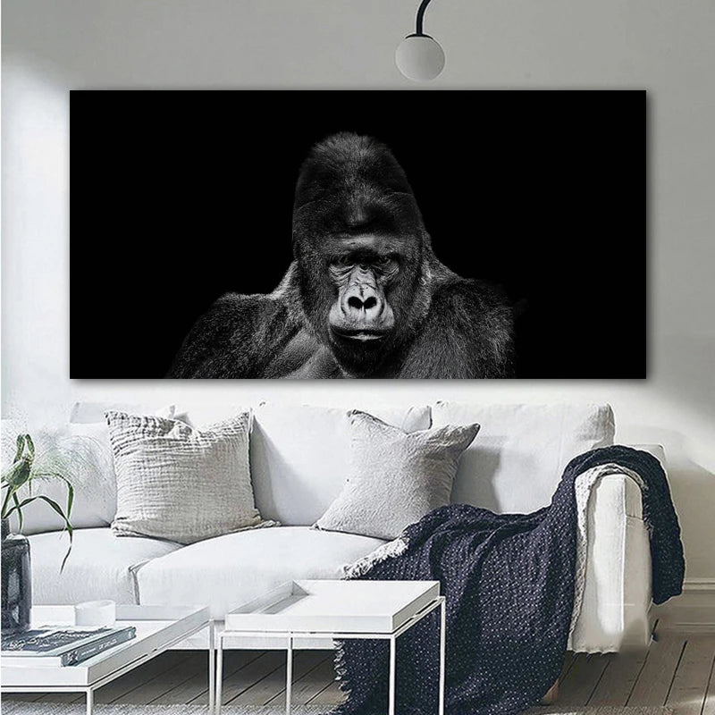 tableau gorille noir et blanc