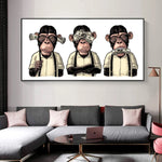 art mural cadre des 3 singes