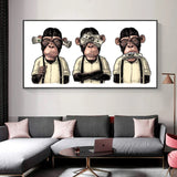 art mural cadre des 3 singes
