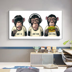 tableau artistique de trois singes