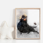 cadre photo taureau en bois