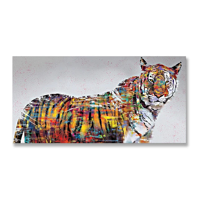 tableau tigre multicolore