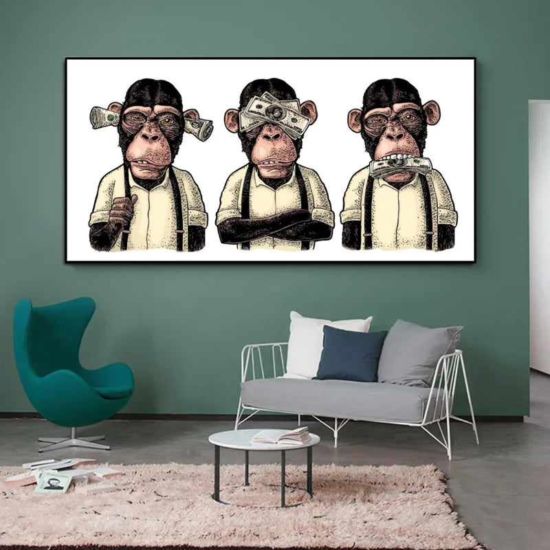 cadre représentant les 3 singes sages
