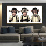 décoration murale cadre des 3 singes