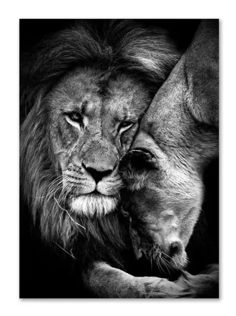 tableau lion noir