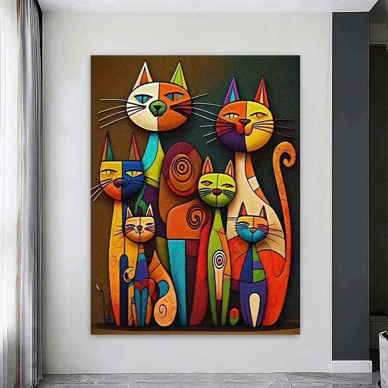 tableau artistique chat coloré