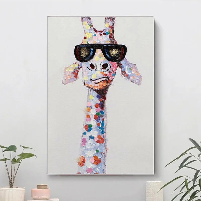 cadre décoratif girafe multicolore