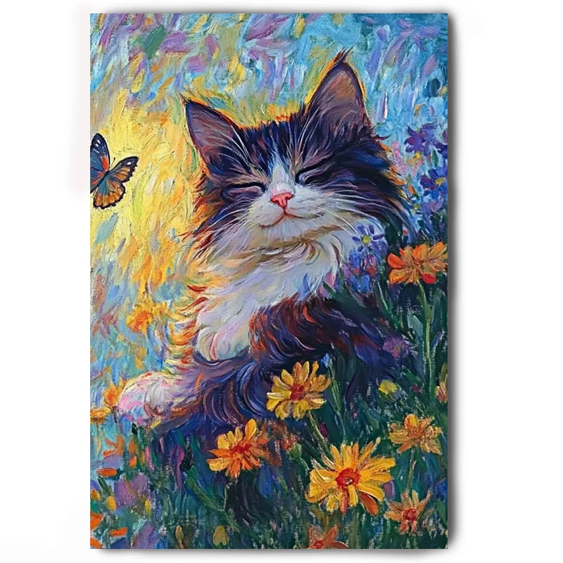 tableau avec un chat peinture