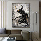 toile avec taureau peint