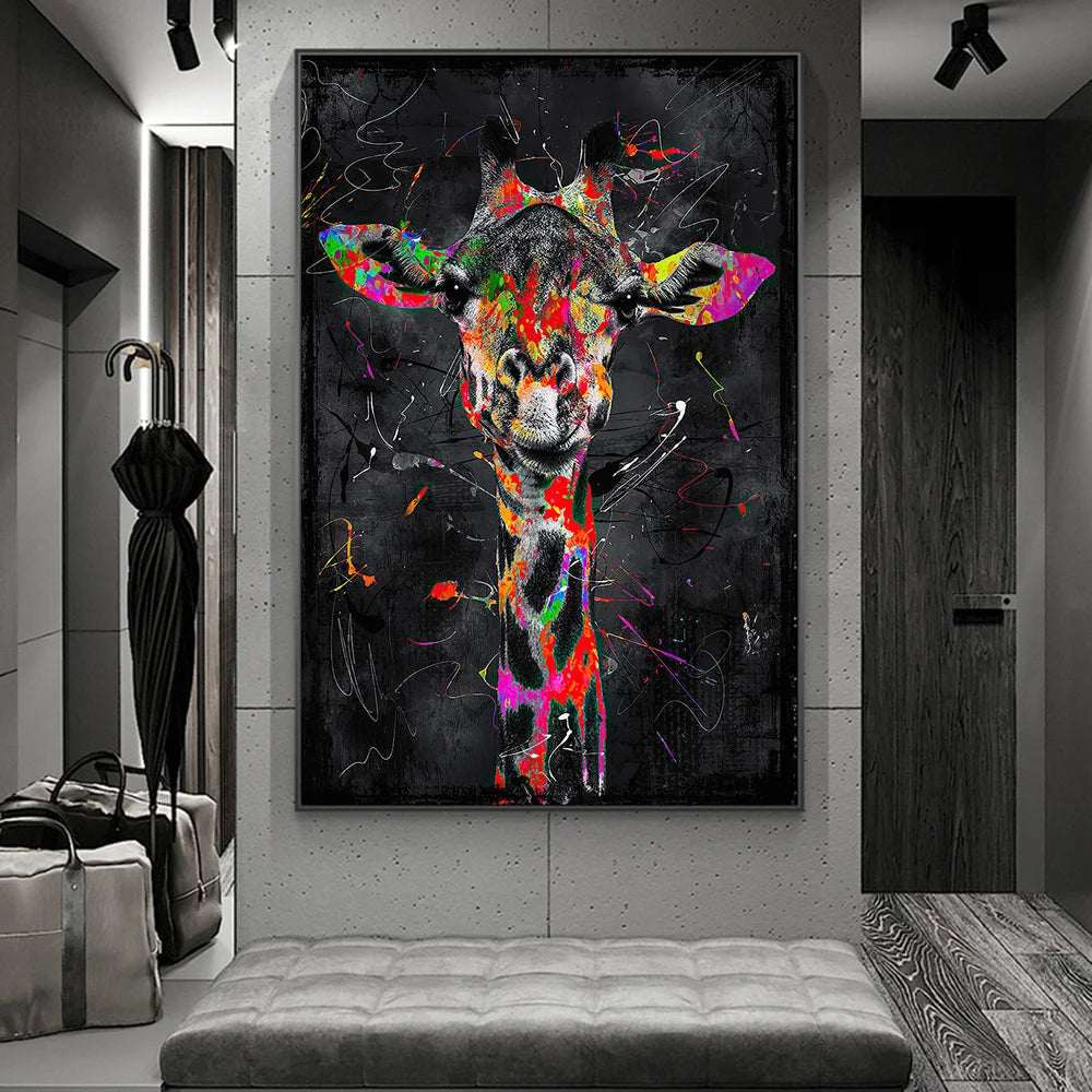 cadre déco girafe pop art