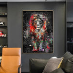 tableau peinture lion