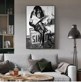 tableau ancien avec un singe