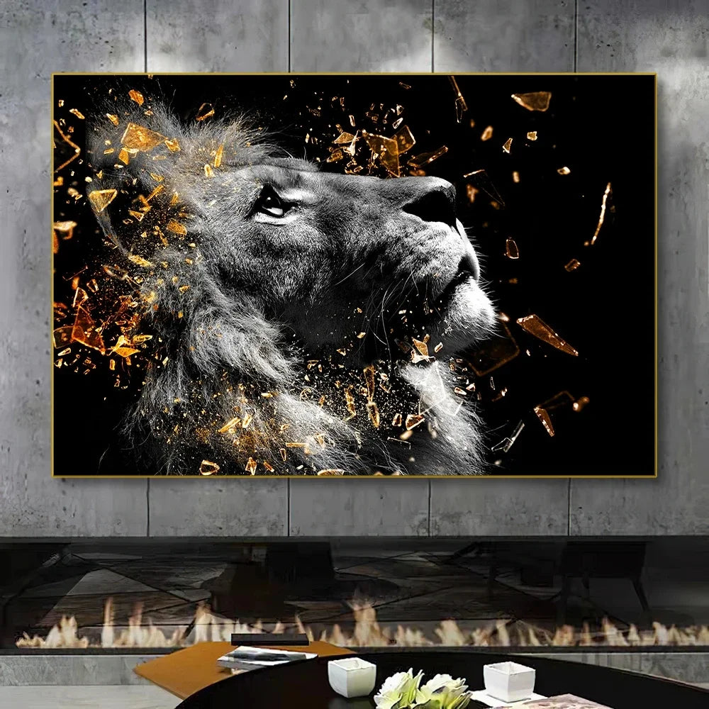 tableau toile lion