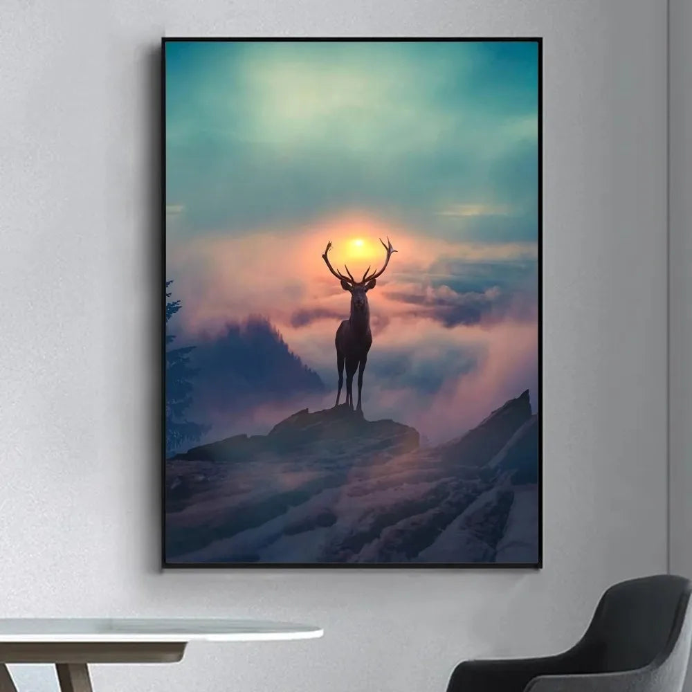 tableau décoratif cerf en toile imprimée