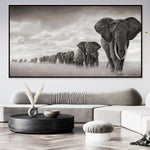 tableau éléphant noir et blanc