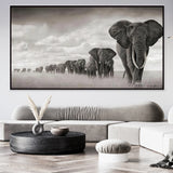 tableau éléphant noir et blanc