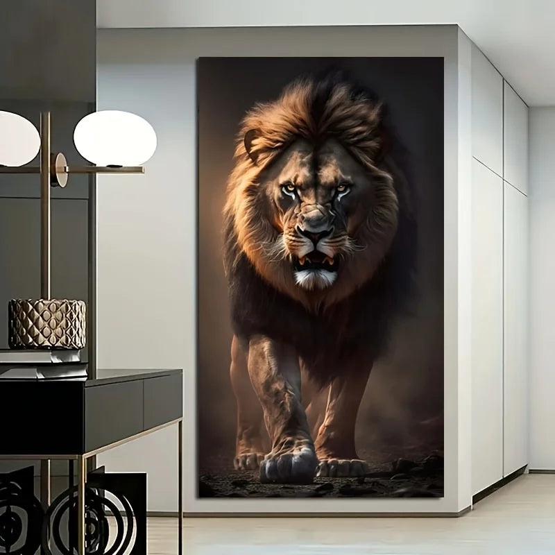 oeuvre d'art lion grand format