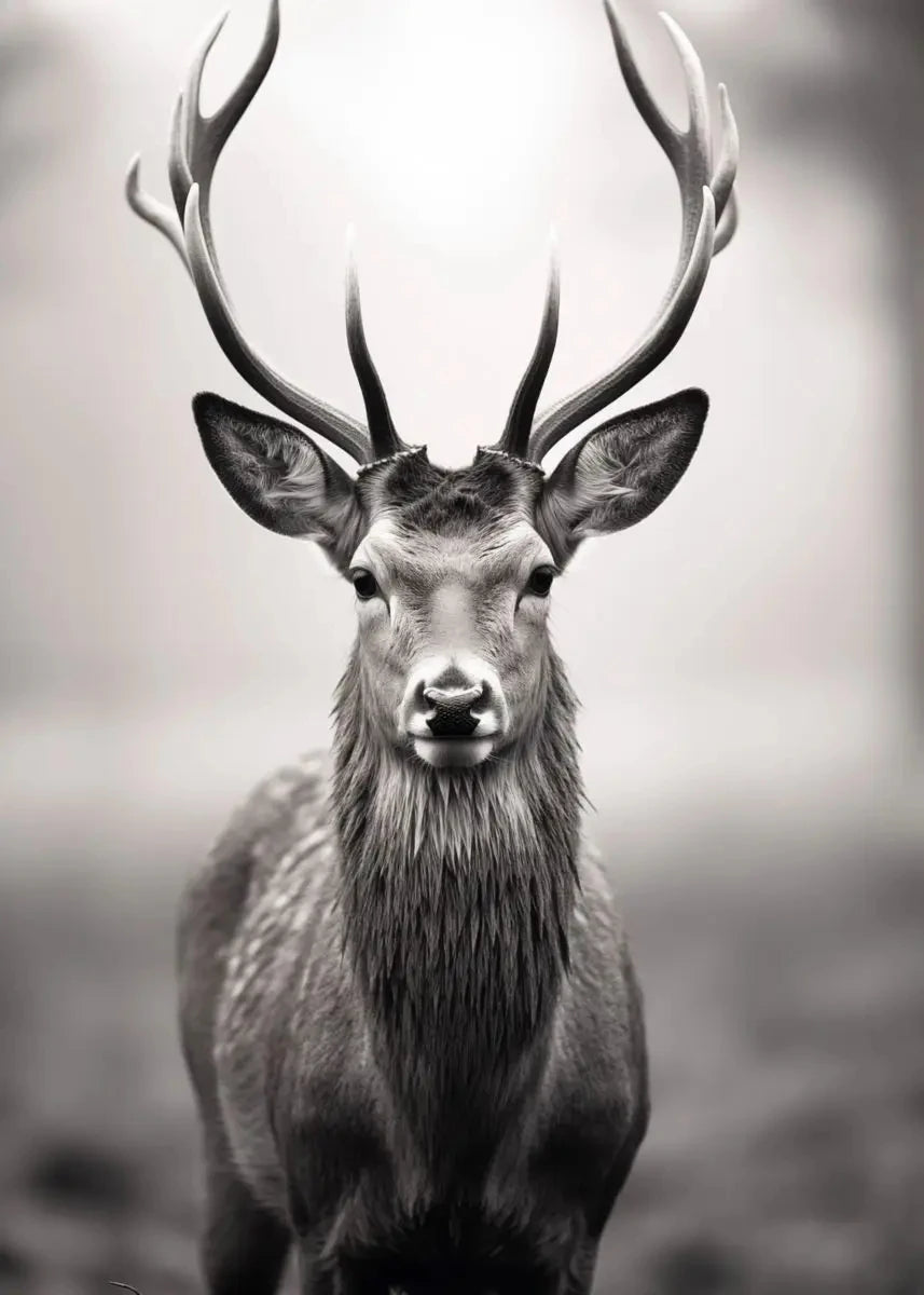 tableau noir et blanc cerf