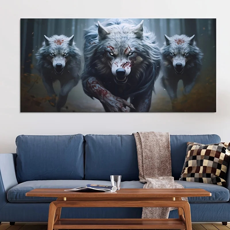 tableau avec des loups