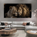 toile lion et lionne