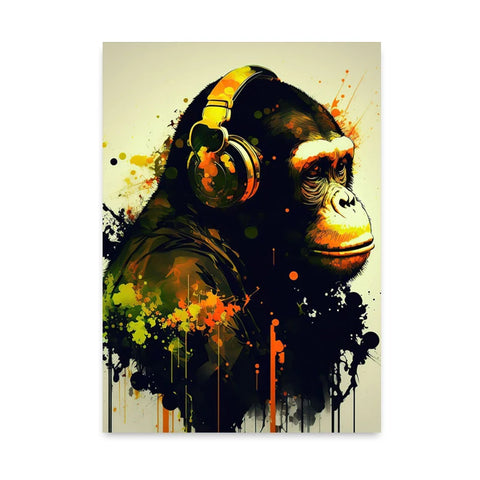 tableau singe casque