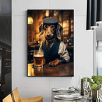 tableau chien habillé en costume