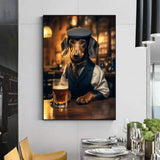 tableau chien habillé en costume