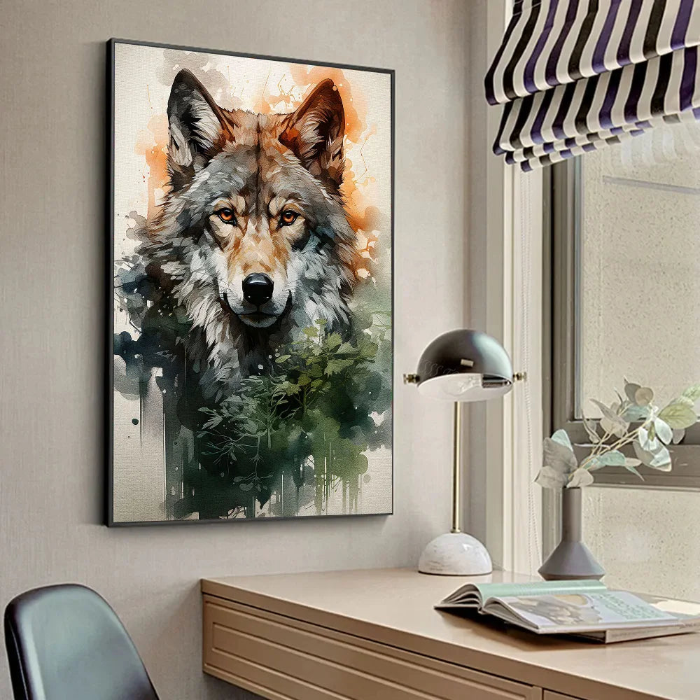 cadre avec motif loup