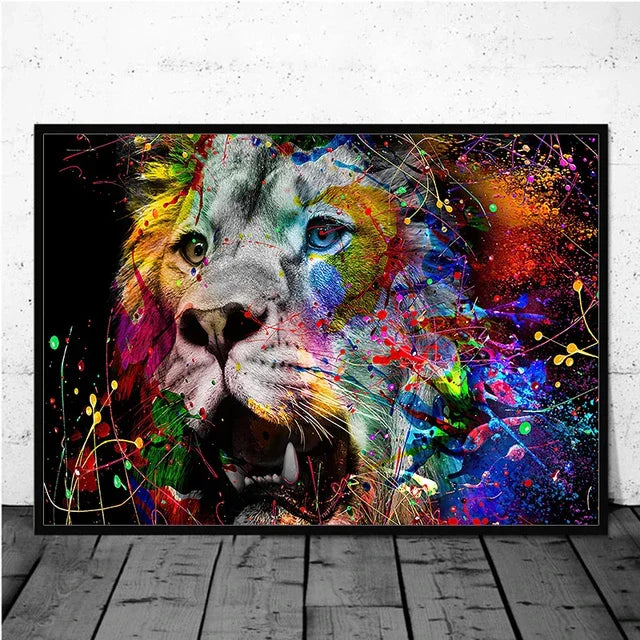 tableau lion pop art