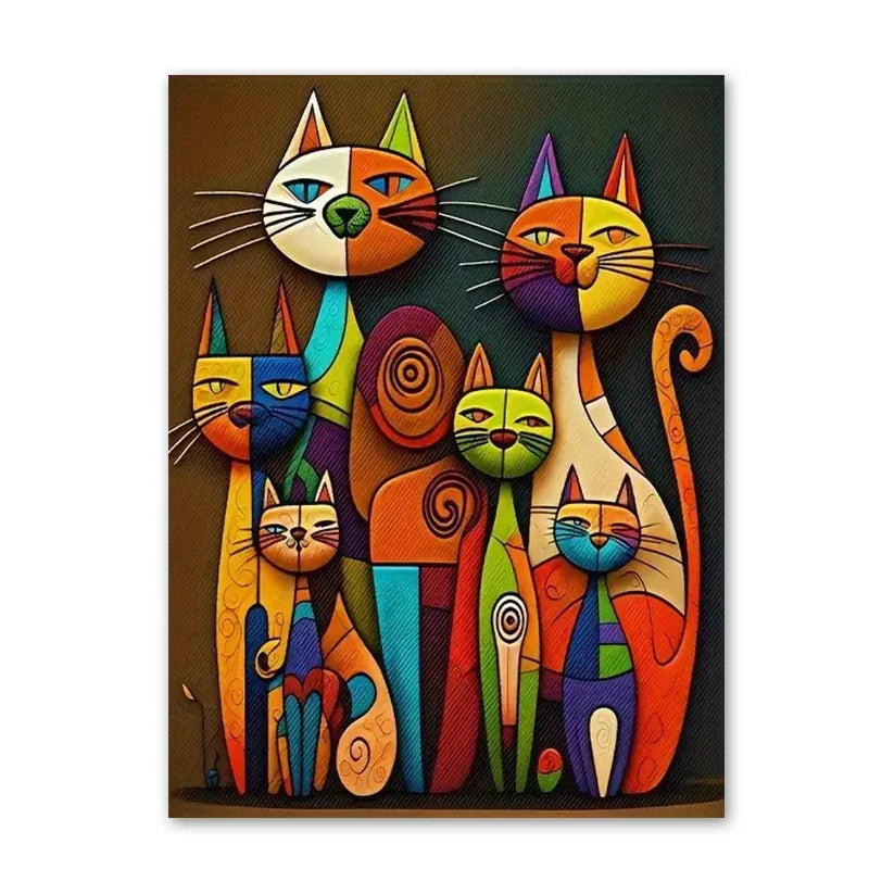 tableau chat multicolore