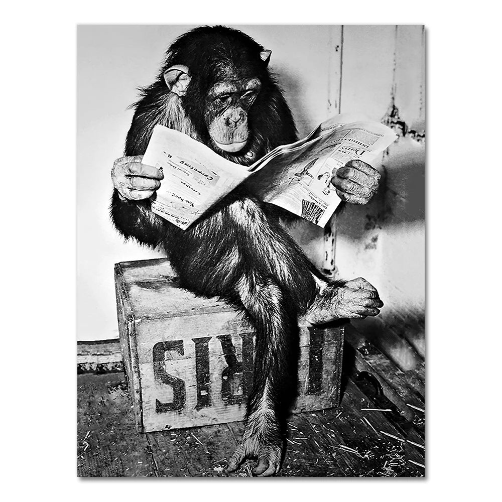 tableau ancien avec un singe