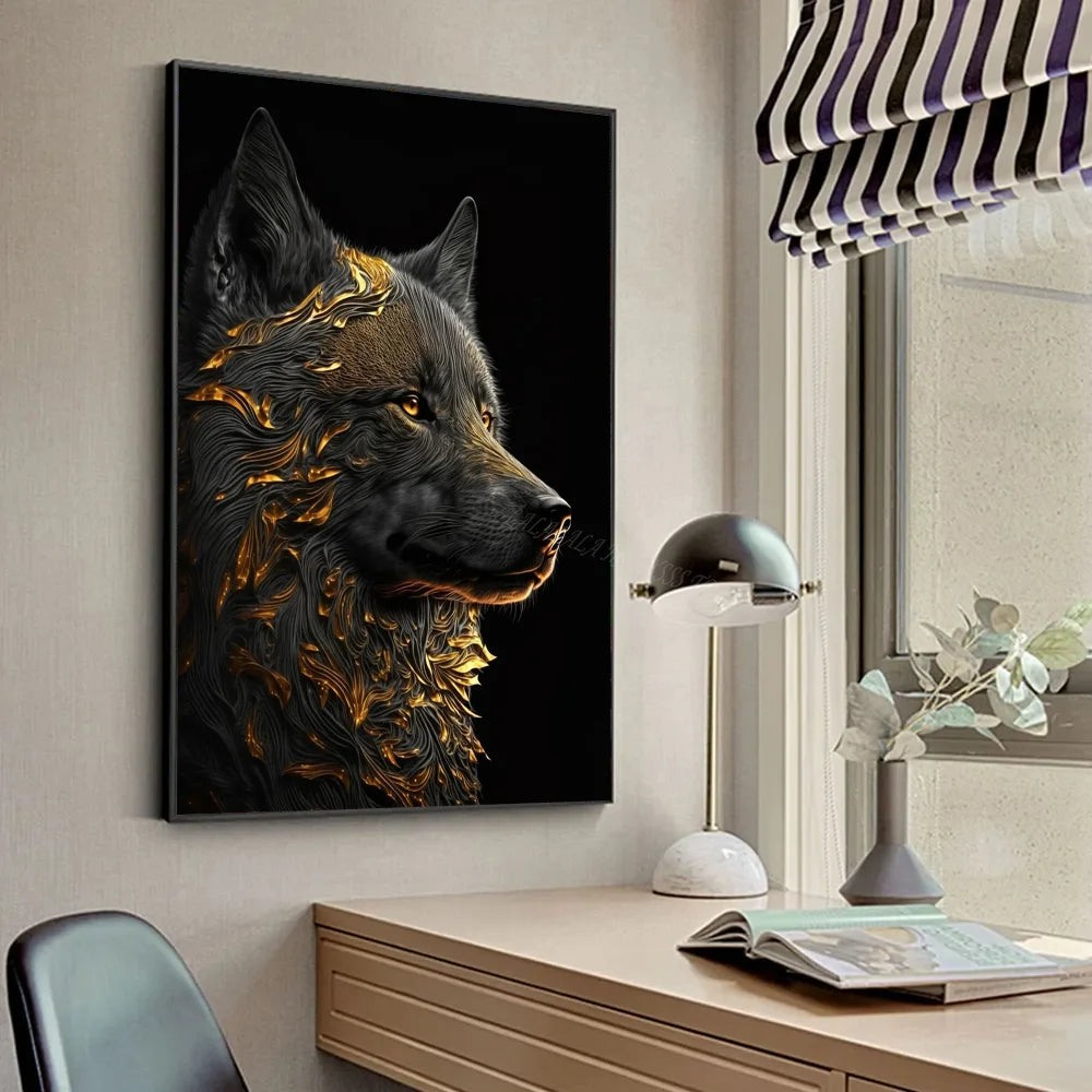 cadre décoratif loup