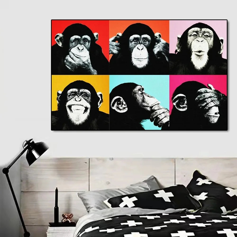 toile les 3 singes de la sagesse