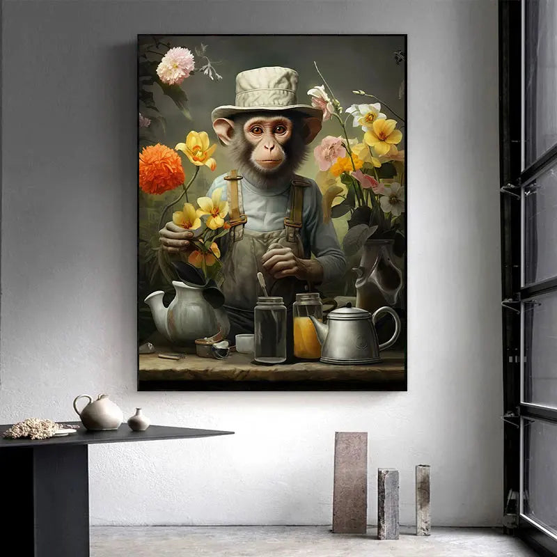 tableau mural singe